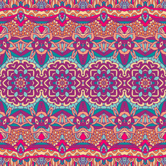 Tiled ethnic boho design for fabric. Abstract geometric decor vintage seamless pattern ornamental.