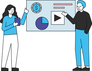 Boy and girl are working on the dollar chart.