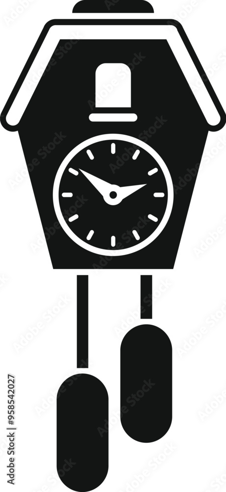 Poster simple vector icon of a cuckoo clock showing the time