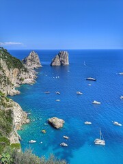 A stunning view of the turquoise sea and rugged cliffs in Zakynthos, Greece
