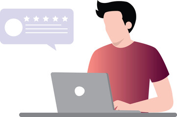 The boy is using his laptop.