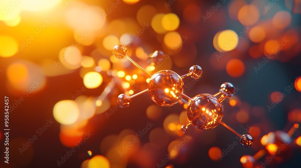 Poster 40. elegant close-up of a mineral molecule with radiant, dynamic atomic fields