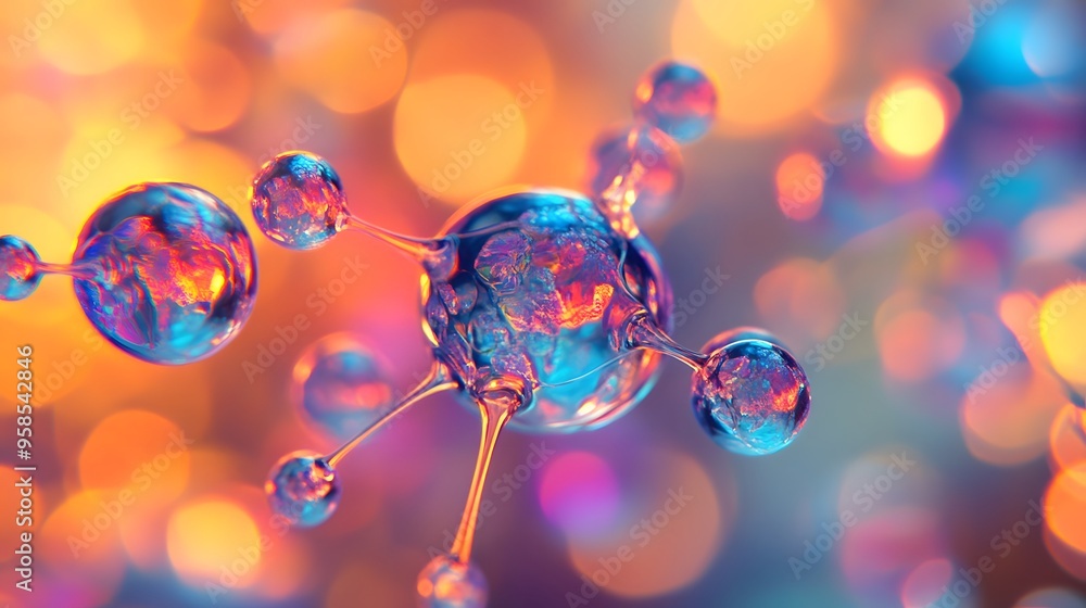 Poster 40. elegant close-up of a mineral molecule with radiant, dynamic atomic fields