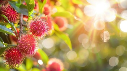 People growing rambutan in a beautiful garden