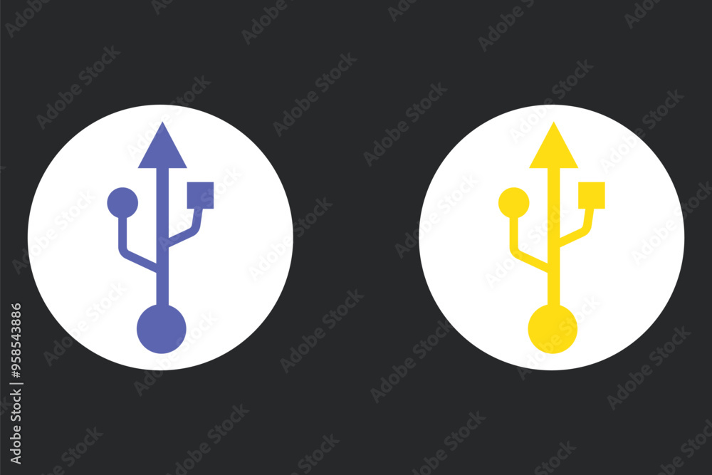 Poster usb icon set. flash disk icon vector