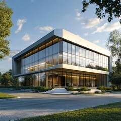 Modern real estate agency building exterior