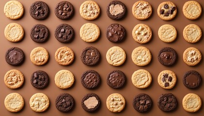 An Assortment of Chocolate Chip Cookies with Various Toppings