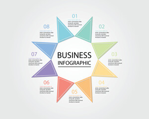 Business Infographic modern design template for banners and infographics for 8 triangle step 