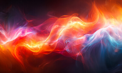 Obraz premium Fiery Cosmic Energy Vortex - Vibrant Abstract Light Rays Spiraling in Blazing Motion, Digital Art Concept of Power, Passion, and Infinity