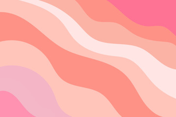 Aesthetic light pink, beige, peach color backdrop, wavy texture. Abstract cute pink waves background. Groovy stripes pattern with gradient texture. Nature curvy landscape with lights, shadows. © AnnaShine