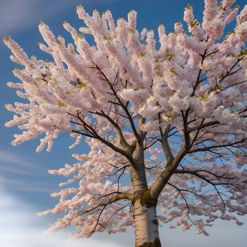 Beautiful cherry tree with tender flowers. Amazing spring blossom