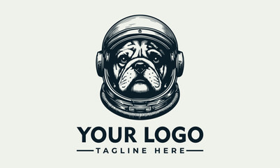 Bulldogs astronaut space helmet vector logo illustration design