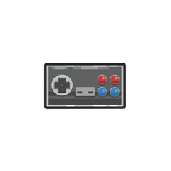 retro game stick controller in outline flat vector design.
