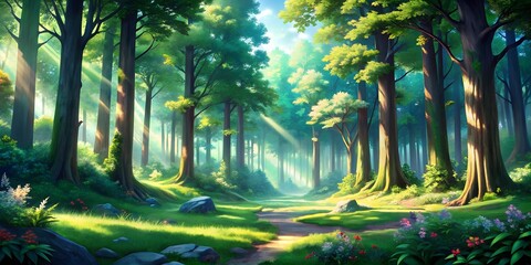 forest anime style illustration background