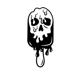 Dripping Popsicle | Popsicle | Melting Ice Cream | Dead Ice Cream | Skull Popsicle | Human Skull | Halloween | Skull | Original Illustration | Vector and Clipart | Cutfile and Stencil