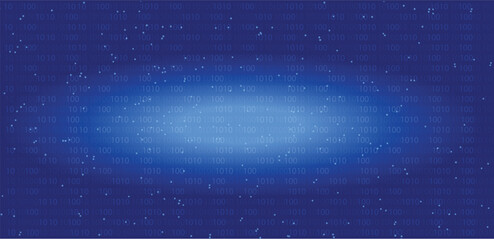Binary Code Abstract Background with Digital Data Flow in Blue Gradient