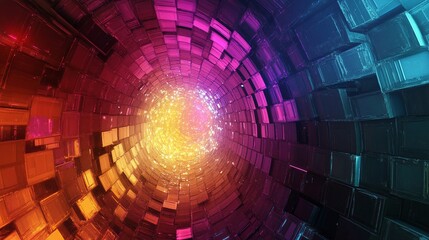Fototapeta premium Abstract tunnel with dynamic colors, price drop, economic downturn