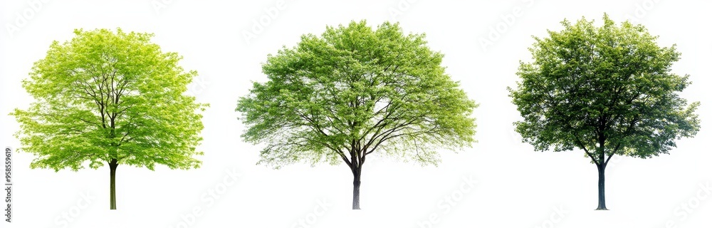 Poster cutout collections of trees with transparent backgrounds 3d rendering