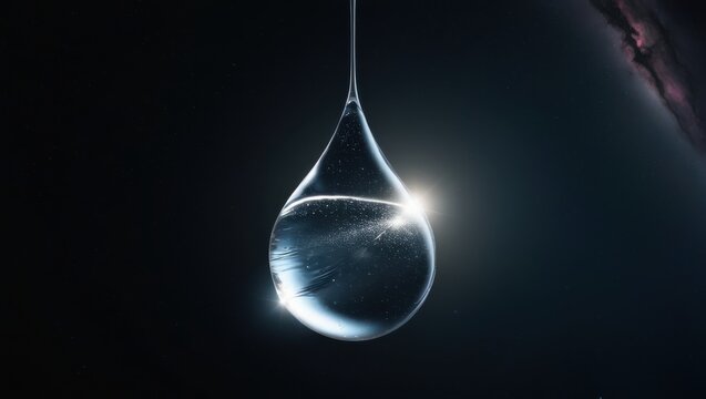 Cosmic water droplet with radiant light