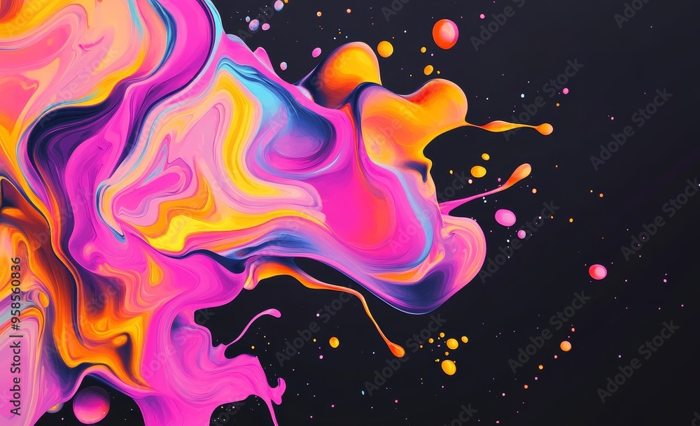 Aufkleber an abstract gradient shape with iridescent features. rainbow coloring fluid, simple liquid splotches