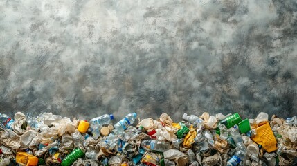 World Cleanup Day Environmental Awareness Background Featuring Massive Plastic Waste Accumulation Symbolizing Urgent Need for Recycling and Sustainability