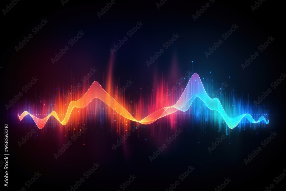 Wall mural rainbow sound wave effect