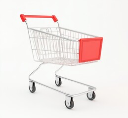 Three-dimensional market cart isolated on white.