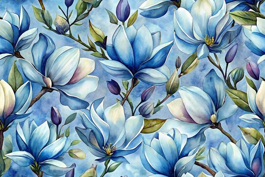 magnolia flower seamless pattern background