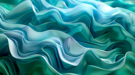 Obraz premium business background wallpaper Abstract fluid wave patterns in shades of blue and green, with a soft, flowing 3D effect.