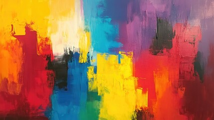 Abstract Painting with Vibrant Colors and Textured Strokes