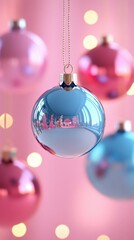 Fototapeta premium Christmas ornaments with discount stickers, isolated background, 3D Blender style, minimal and colorful design