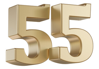 Gold 3D Number 55