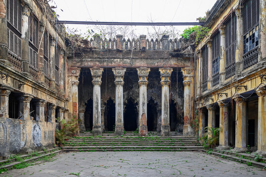 View of the Thakur Dalan within a heritage building located in Bagbazar, North Kolkata, West Bengal, India on March 16, 2023