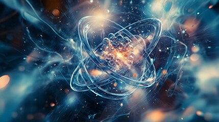 61. Close-up depiction of a toxic atom with intricate, dynamic molecular effects