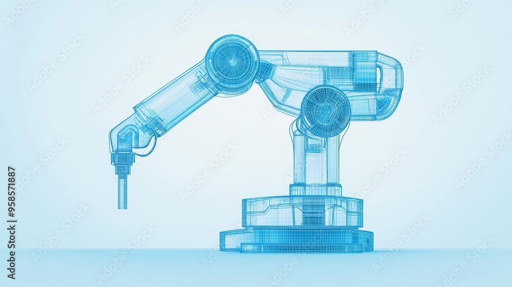 Aufkleber a transparent robotic arm model showcasing advanced technology in automation and engineering.