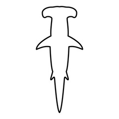 Shark hammer head contour outline line icon black color vector illustration image thin flat style