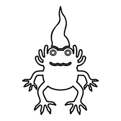 Axolotl ambystoma mexicanum front view contour outline line icon black color vector illustration image thin flat style