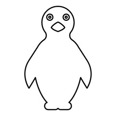 Penguin contour outline line icon black color vector illustration image thin flat style