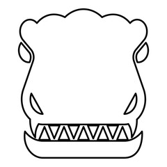 Head dinosaur dragon contour outline line icon black color vector illustration image thin flat style