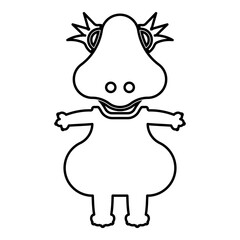 Dinosaur cute dino baby pretty contour outline line icon black color vector illustration image thin flat style