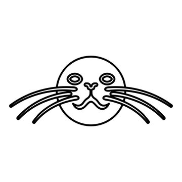 recommend clip art: Head of seal contour outline line icon black color vector illustration image thin flat style