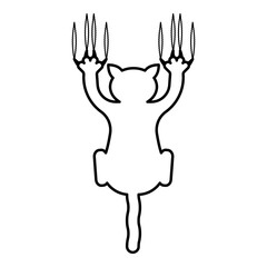Cat scratching with claw marks harm contour outline line icon black color vector illustration image thin flat style