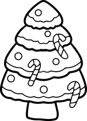 Christmas line drawing cute cartoon elements hand drawn