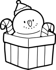 Christmas line drawing cute cartoon elements hand drawn