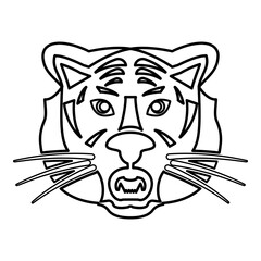 Tiger head contour outline line icon black color vector illustration image thin flat style