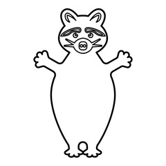Raccoon contour outline line icon black color vector illustration image thin flat style