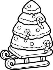 Christmas line drawing cute cartoon elements hand drawn