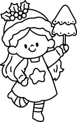 Christmas line drawing cute cartoon elements hand drawn