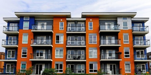 Cleaning cloths being used to wipe windows on a modern apartment building during daylight hours
