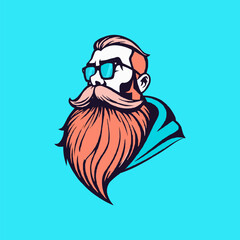 Beard men face vector mascot illustration. Hair style barber shop logo. Editable men logo concept. long beard gentleman vintage artwork